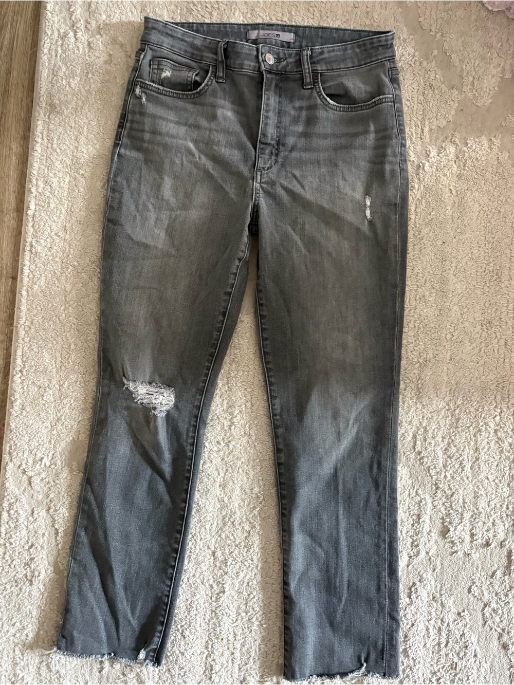 Joe's Jeans Gray High-Rise Distressed Raw Hem Ankle Jeans Size 28 - Picture 2 of 6